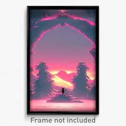 Pixel Art Poster - Rosy Outland (8 Bit Psychedelic Trippy Video Game Print)