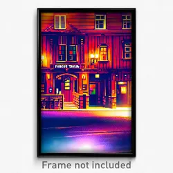 Pixel Art Poster - Famous Tavern (8 Bit Psychedelic Trippy Video Game Print)