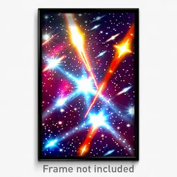 Pixel Art Poster - Cool Galaxy Battle (8 Bit Psychedelic Video Game Print)