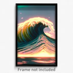 Pixel Art Poster - Animated Tsunami (8 Bit Psychedelic Trippy Video Game Print)