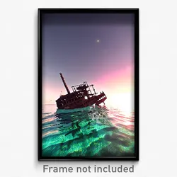 Pixel Art Poster - Clear Sea Wreck (8 Bit Psychedelic Trippy Video Game Print)