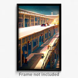 Pixel Art Poster - Incredible Barracks (8 Bit Psychedelic Video Game Print)