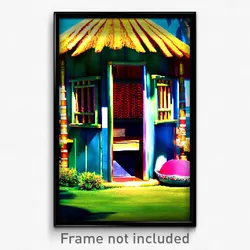 Pixel Art Poster - Admired Hut (8 Bit Psychedelic Trippy Weird Video Game Print)