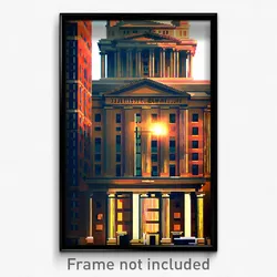 Pixel Art Poster - Complex Courthouse (8 Bit Psychedelic Video Game Print)