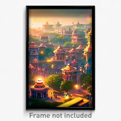 Pixel Art Poster - Bubbly Indian City (8 Bit Psychedelic Video Game Print)