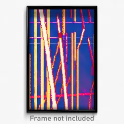 Pixel Art Poster - Digital Wire Frame Fissure (8 Bit Video Game Print)