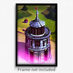 Pixel Art Poster - Rural Turret (8 Bit Psychedelic Trippy Video Game Print)