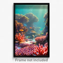 Pixel Art Poster - Familiar Coral Reef (8 Bit Psychedelic Video Game Print)