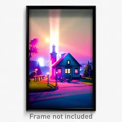 Pixel Art Poster - Impressive Safehouse (8 Bit Psychedelic Video Game Print)