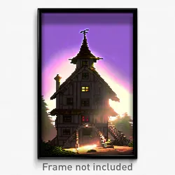 Pixel Art Poster - Warlike House (8 Bit Psychedelic Trippy Video Game Print)