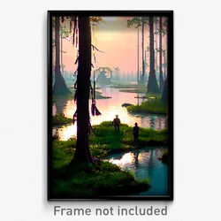 Pixel Art Poster - Unusual Bayou (8 Bit Psychedelic Trippy Video Game Print)