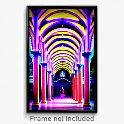 Pixel Art Poster - Quirky Colonnade (8 Bit Psychedelic Trippy Video Game Print)