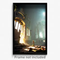 Pixel Art Poster - Creepy Ruin (8 Bit Psychedelic Trippy Weird Video Game Print)