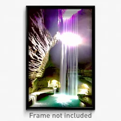 Pixel Art Poster - Underground Waterfall (8 Bit Psychedelic Video Game Print)