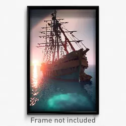 Pixel Art Poster - Flawless Shipwreck (8 Bit Psychedelic Video Game Print)