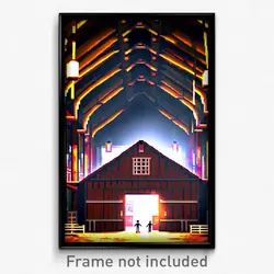 Pixel Art Poster - Imaginative Barn (8 Bit Psychedelic Trippy Video Game Print)