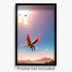Pixel Art Poster - Flying Fief (8 Bit Psychedelic Trippy Weird Video Game Print)