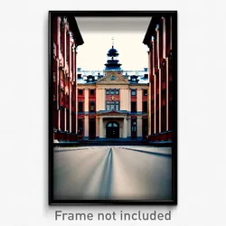 Pixel Art Poster - Faraway Swedish Architecture (8 Bit Video Game Print)