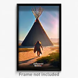 Pixel Art Poster - Faraway Wigwam (8 Bit Psychedelic Trippy Video Game Print)