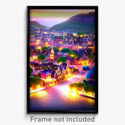 Pixel Art Poster - Incredible Small Town (8 Bit Psychedelic Video Game Print)