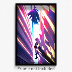 Pixel Art Poster - Warlike Anime (8 Bit Psychedelic Trippy Video Game Print)
