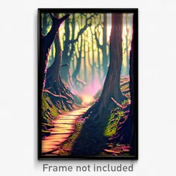 Pixel Art Poster - Warped Woods (8 Bit Psychedelic Trippy Video Game Print)