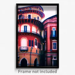 Pixel Art Poster - Curvy Italian Architecture (8 Bit Video Game Print)