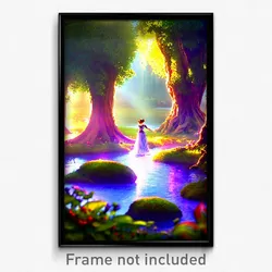 Pixel Art Poster - Enchanted Pond (8 Bit Psychedelic Trippy Video Game Print)