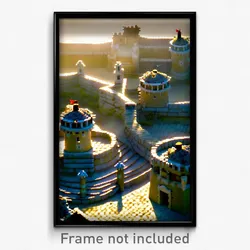 Pixel Art Poster - Spotted Fortifications (8 Bit Psychedelic Video Game Print)