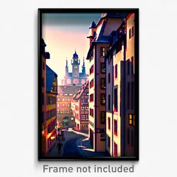 Pixel Art Poster - Agile German City (8 Bit Psychedelic Trippy Video Game Print)