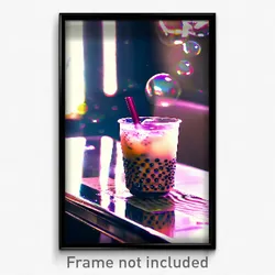 Pixel Art Poster - Reflecting Bubble Tea (8 Bit Psychedelic Video Game Print)