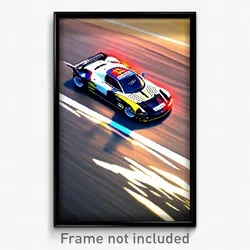 Pixel Art Poster - Stylish Racecar (8 Bit Psychedelic Trippy Video Game Print)