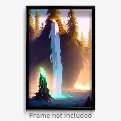 Pixel Art Poster - Shady Geyser (8 Bit Psychedelic Trippy Video Game Print)