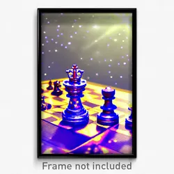 Pixel Art Poster - Starry Chess Piece (8 Bit Psychedelic Video Game Print)