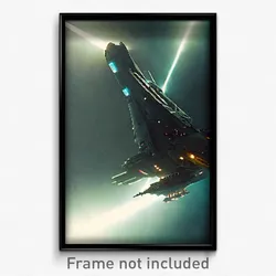 Pixel Art Poster - Nocturnal Spaceship (8 Bit Psychedelic Video Game Print)