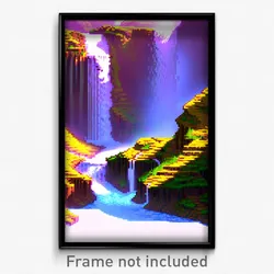 Pixel Art Poster - Puzzling Falls (8 Bit Psychedelic Trippy Video Game Print)