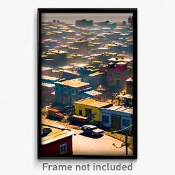 Pixel Art Poster - Uneven Shantytown (8 Bit Psychedelic Trippy Video Game Print)