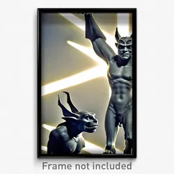 Pixel Art Poster - Extra Large Gargoyle (8 Bit Psychedelic Video Game Print)