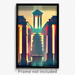 Pixel Art Poster - Nifty Acropolis (8 Bit Psychedelic Trippy Video Game Print)
