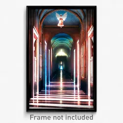 Pixel Art Poster - Angelic Hallway (8 Bit Psychedelic Trippy Video Game Print)