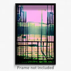 Pixel Art Poster - Wire Frame Yard (8 Bit Psychedelic Trippy Video Game Print)