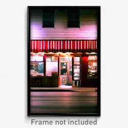 Pixel Art Poster - Classic Pizza Shop (8 Bit Psychedelic Video Game Print)