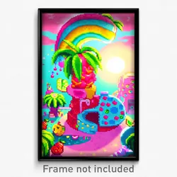 Pixel Art Poster - Fruity Gulf (8 Bit Psychedelic Trippy Weird Video Game Print)