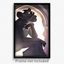 Pixel Art Poster - Thoughtful Gargoyle (8 Bit Psychedelic Video Game Print)