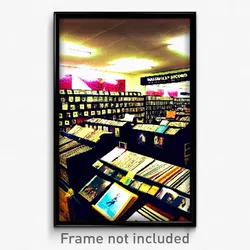 Pixel Art Poster - Squiggly Record Store (8 Bit Psychedelic Video Game Print)
