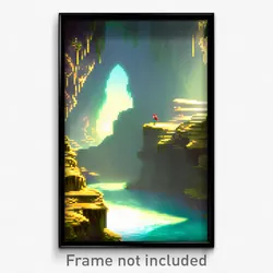 Pixel Art Poster - Faraway Cavern (8 Bit Psychedelic Trippy Video Game Print)