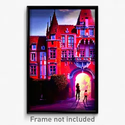 Pixel Art Poster - Red Chateau (8 Bit Psychedelic Trippy Weird Video Game Print)
