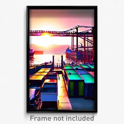 Pixel Art Poster - Exotic Port (8 Bit Psychedelic Trippy Weird Video Game Print)