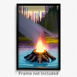 Pixel Art Poster - Stylish Geyser (8 Bit Psychedelic Trippy Video Game Print)