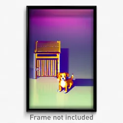 Pixel Art Poster - Imaginary Kennel (8 Bit Psychedelic Trippy Video Game Print)